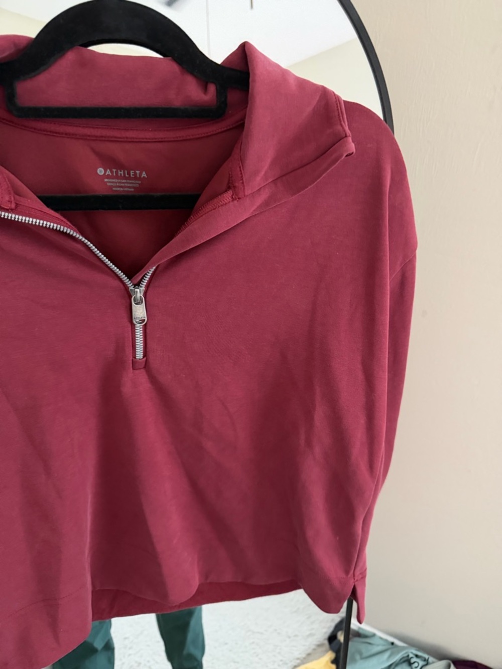 Athleta Quarter-Zip Pullover Hoodie in Deep Berry - Picture 3 of 7